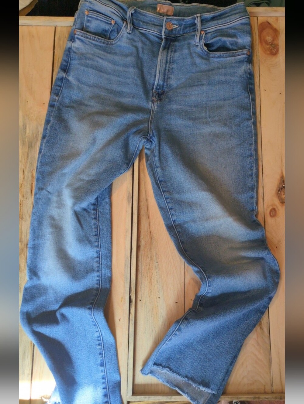 Mother insider crop step fray jeans